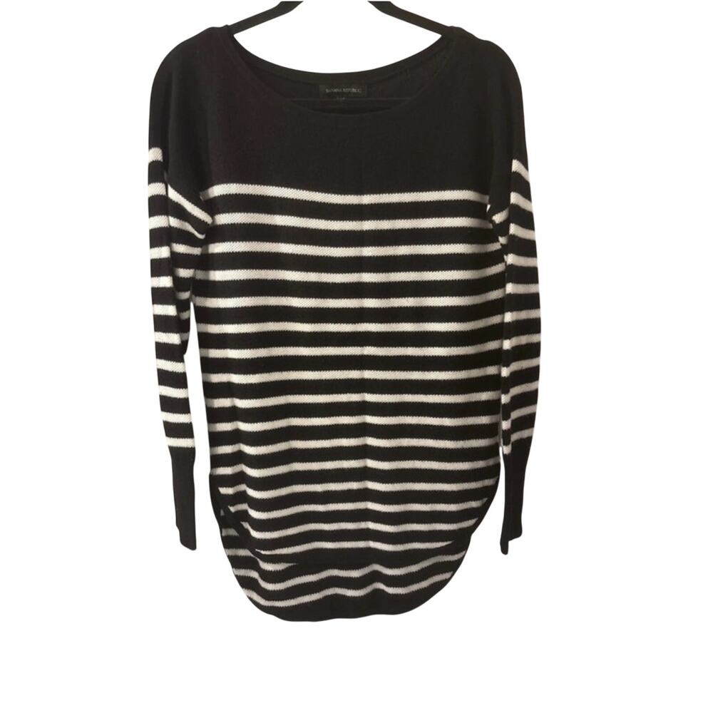 Banana Republic Black & White Striped Crewneck Sweater